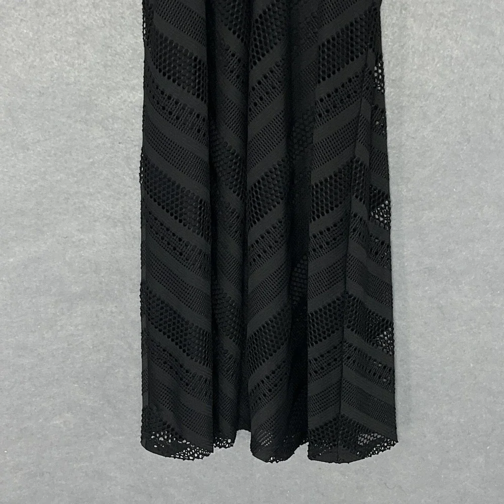 Roz & Ali Dress Womens Sz L Black Halter Cut‎ Out Eyelet Sleeveless Fit & Flare